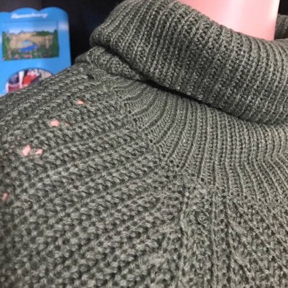 Army Green Knit Sweater With Cowl Neckline - Picture 2 of 8